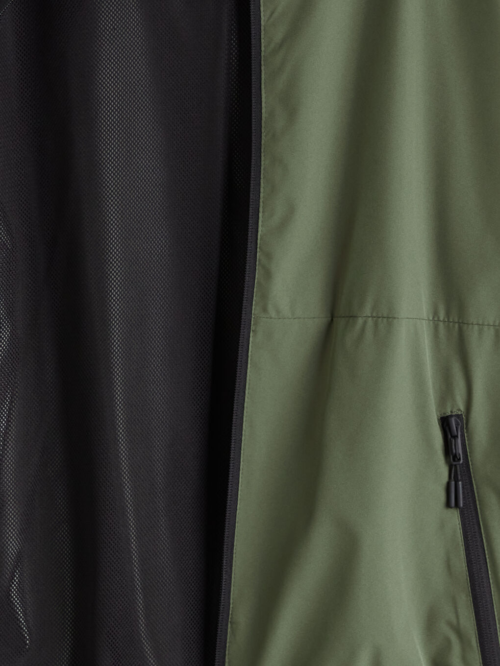 Haki Standart Kalıp Kapüşonlu Erkek Yağmurluk-12