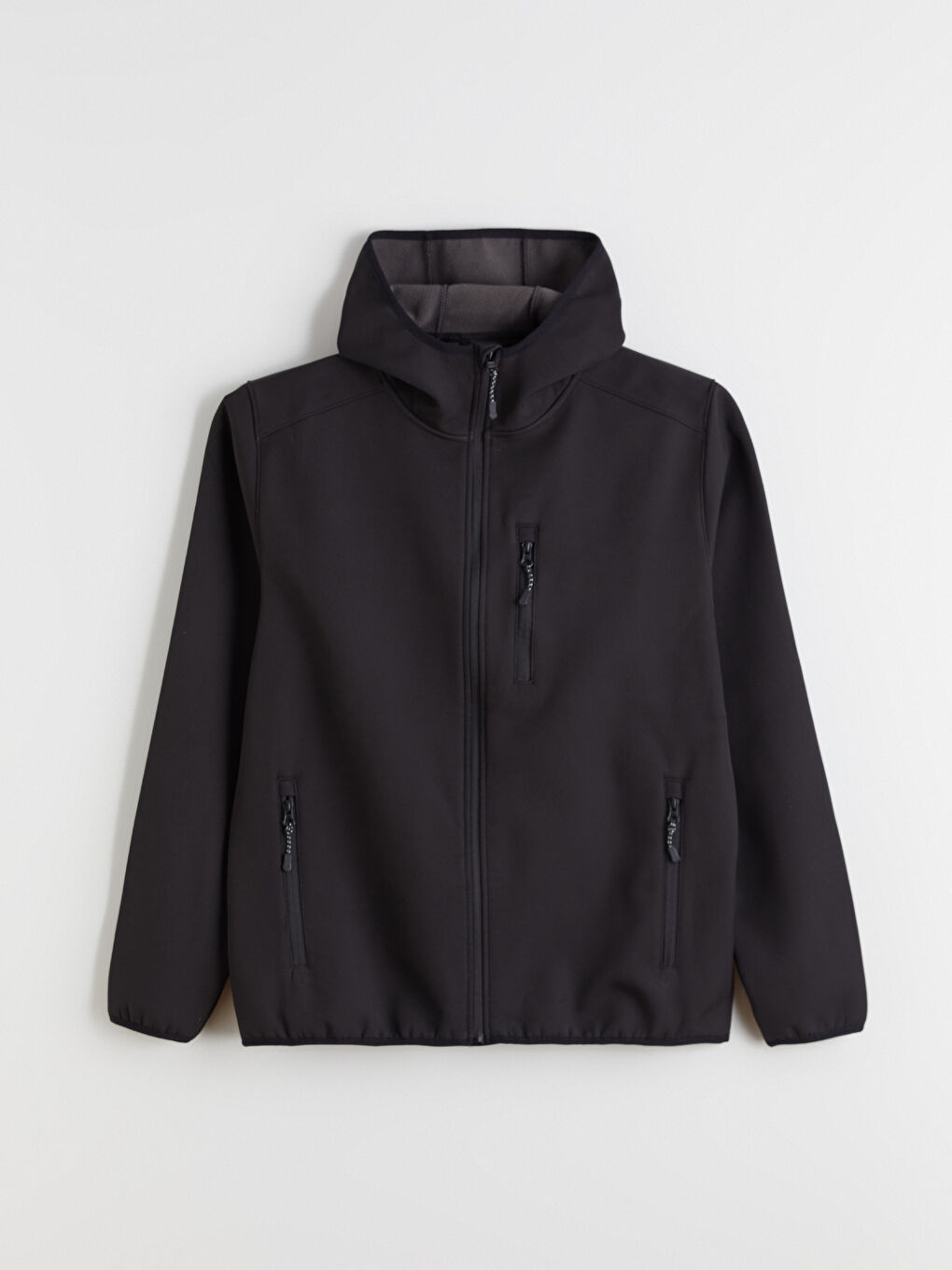 Siyah Standart Kalıp Kapüşonlu Erkek Mont-5