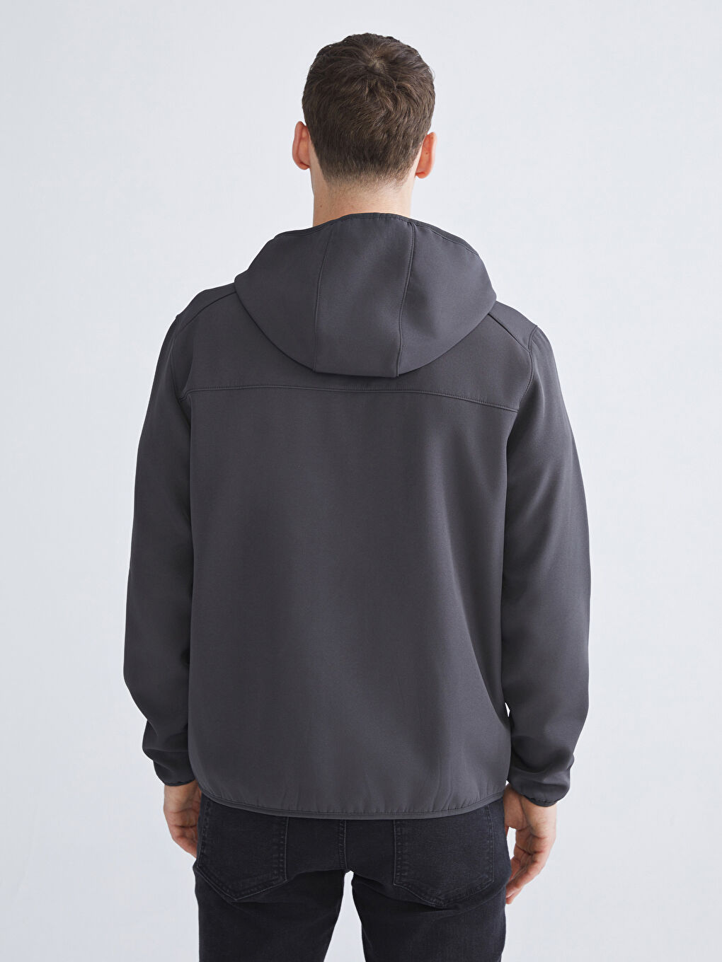 Antrasit Standart Kalıp Kapüşonlu Erkek Mont-9