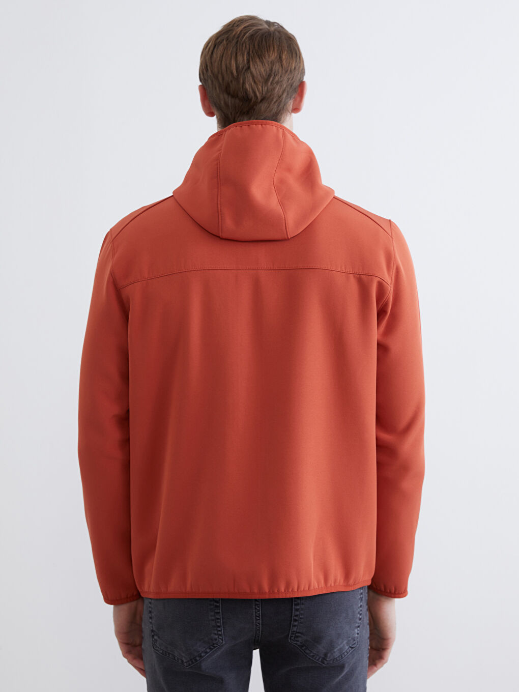 Kahverengi Standart Kalıp Kapüşonlu Erkek Mont-4