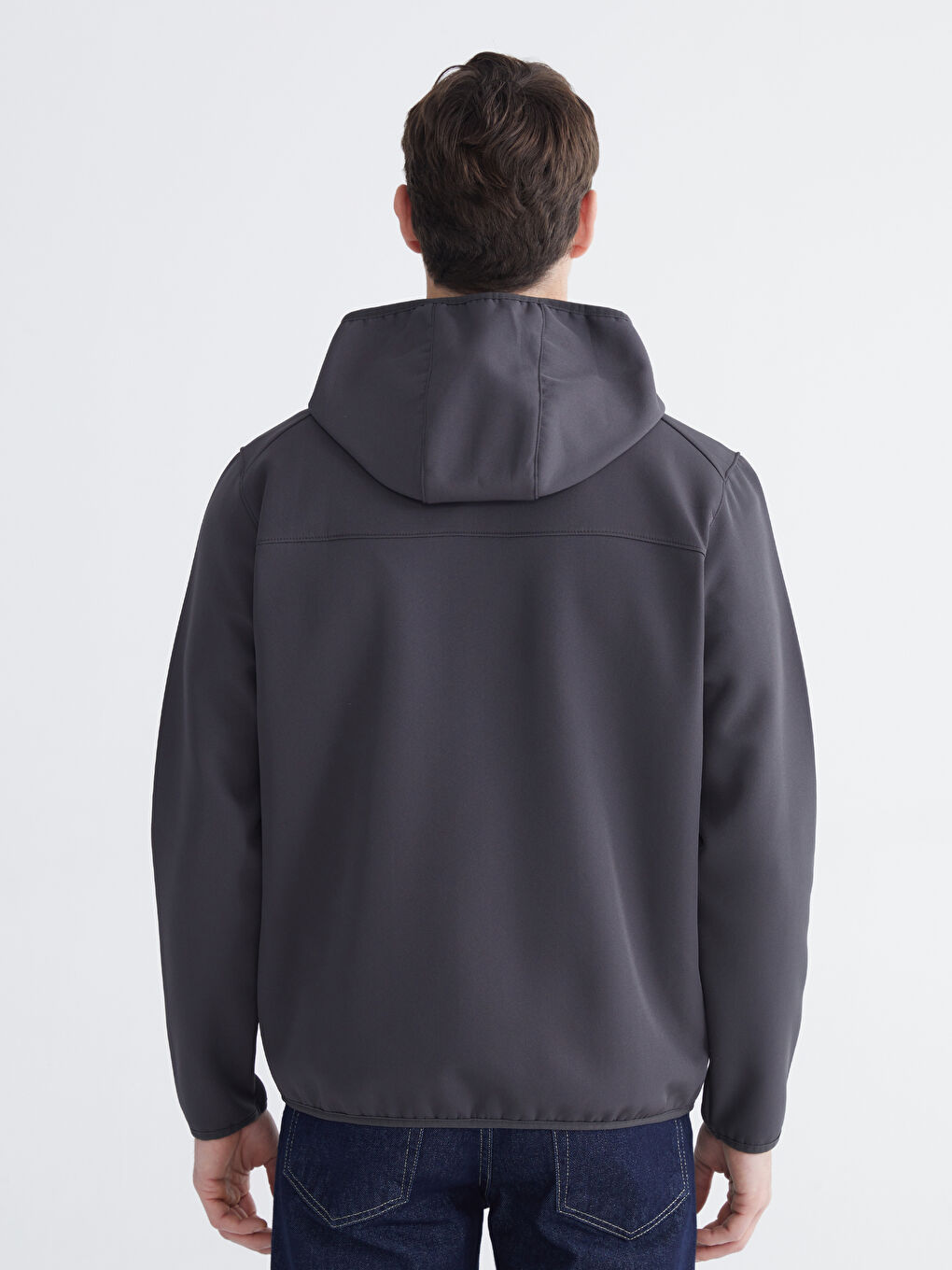 Antrasit Standart Kalıp Kapüşonlu Erkek Mont-8