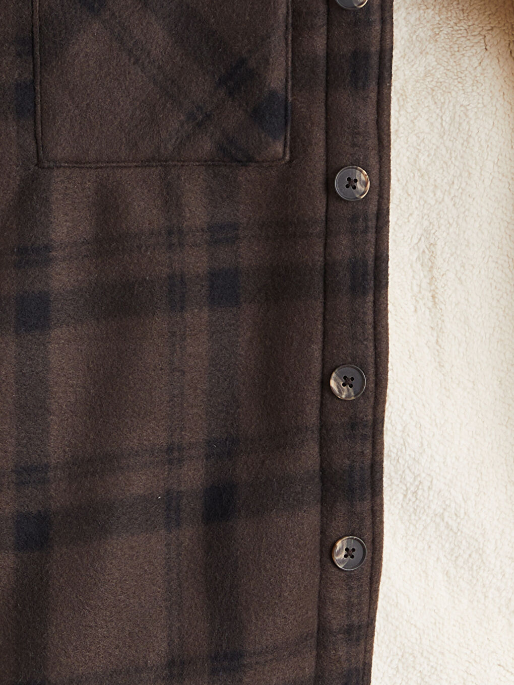 Kahverengi Rahat Kalıp Uzun Kollu Ekose Erkek Gömlek Ceket-6