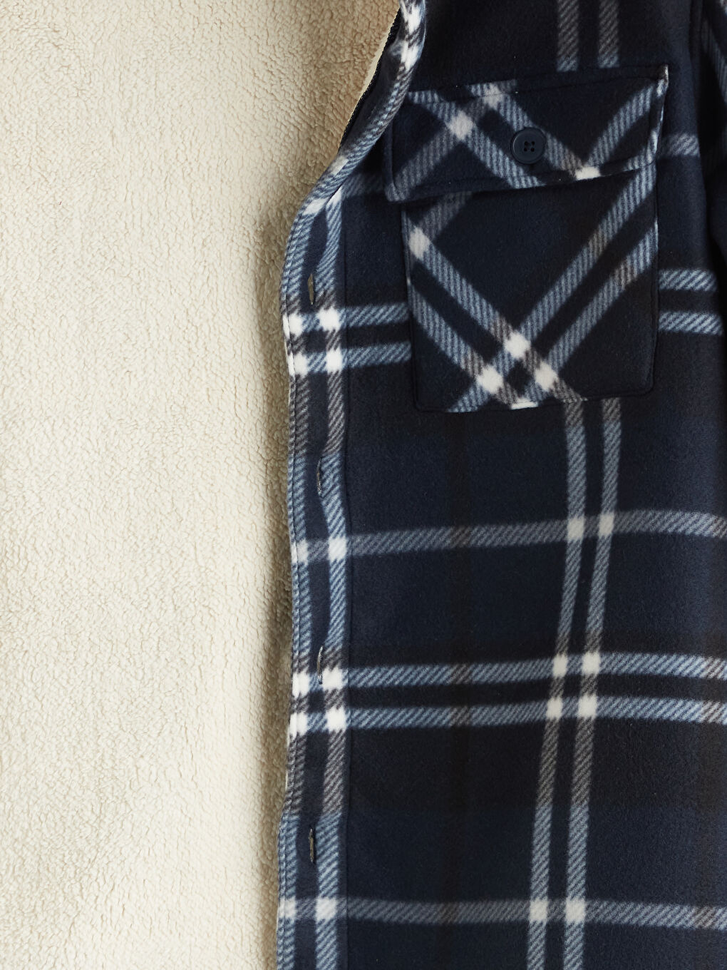 Lacivert Rahat Kalıp Uzun Kollu Ekose Erkek Gömlek Ceket-5