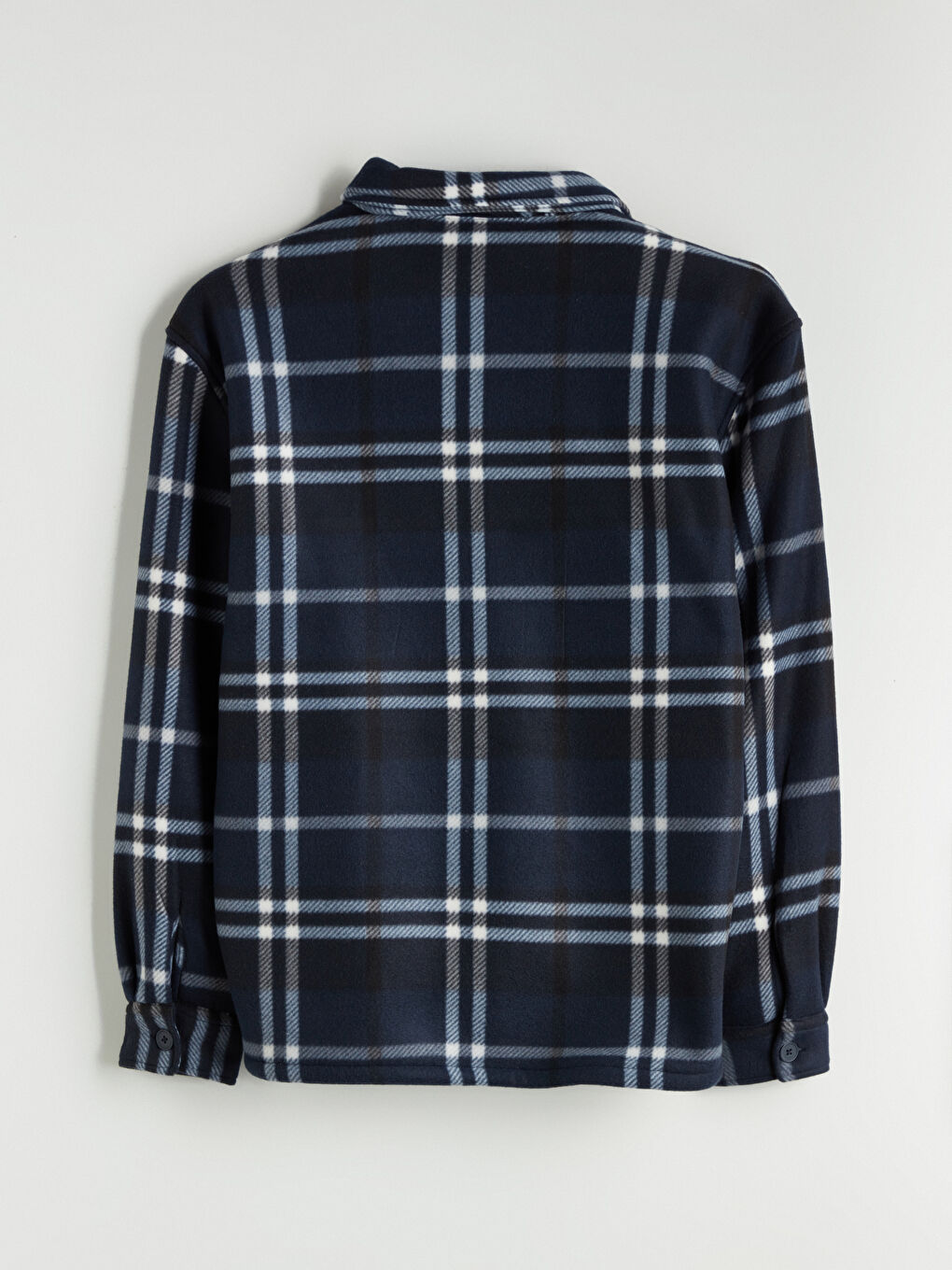 Lacivert Rahat Kalıp Uzun Kollu Ekose Erkek Gömlek Ceket-6