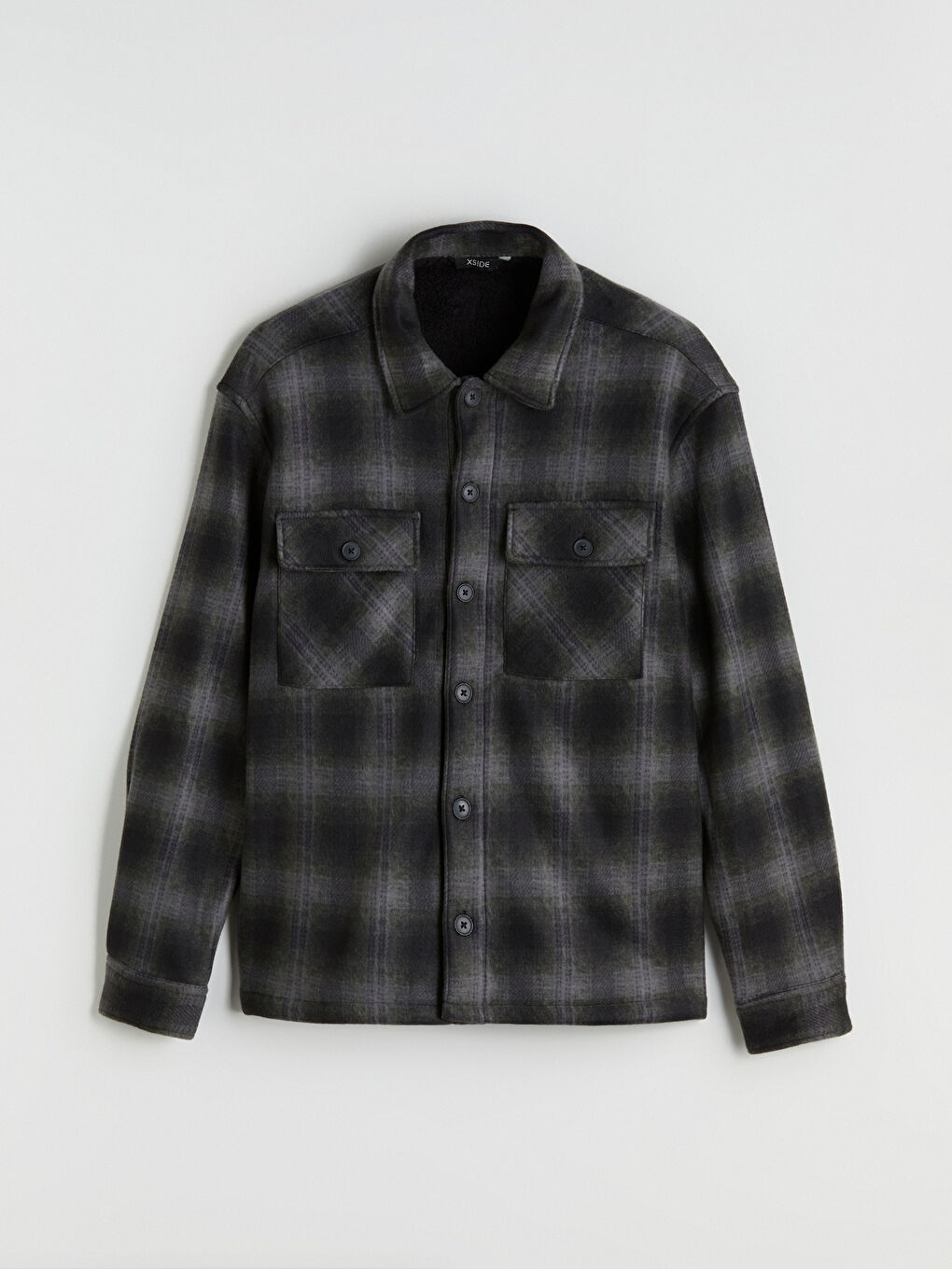 Повседневная мужская куртка-рубашка с длинными рукавами в клетку-4