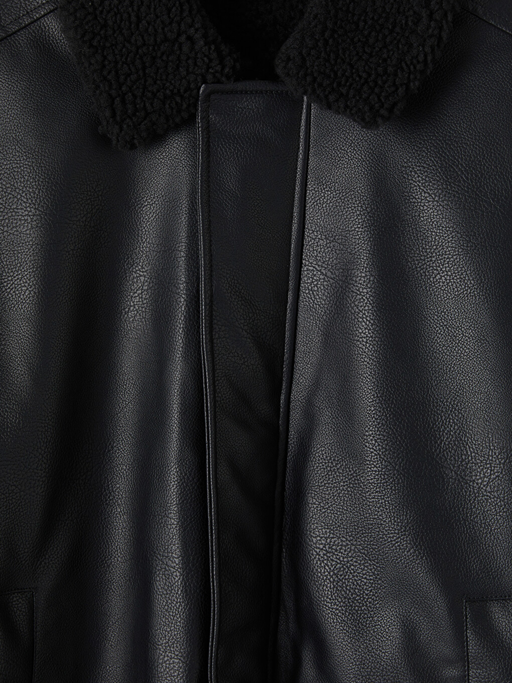 Relax Fit Fur Collar Men's Faux Leather Coat-6