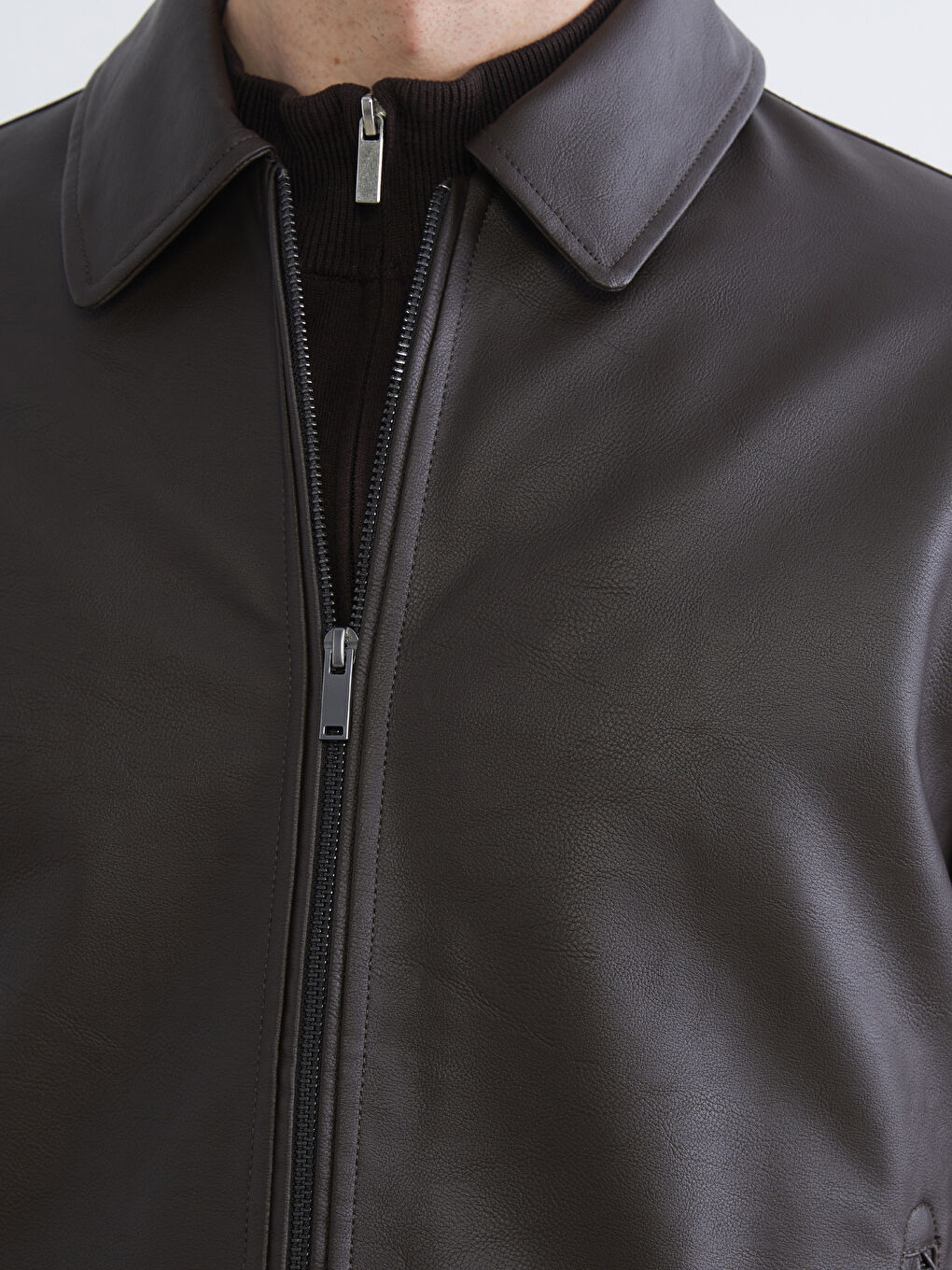 Man BROWN Faux Leather Coat-4