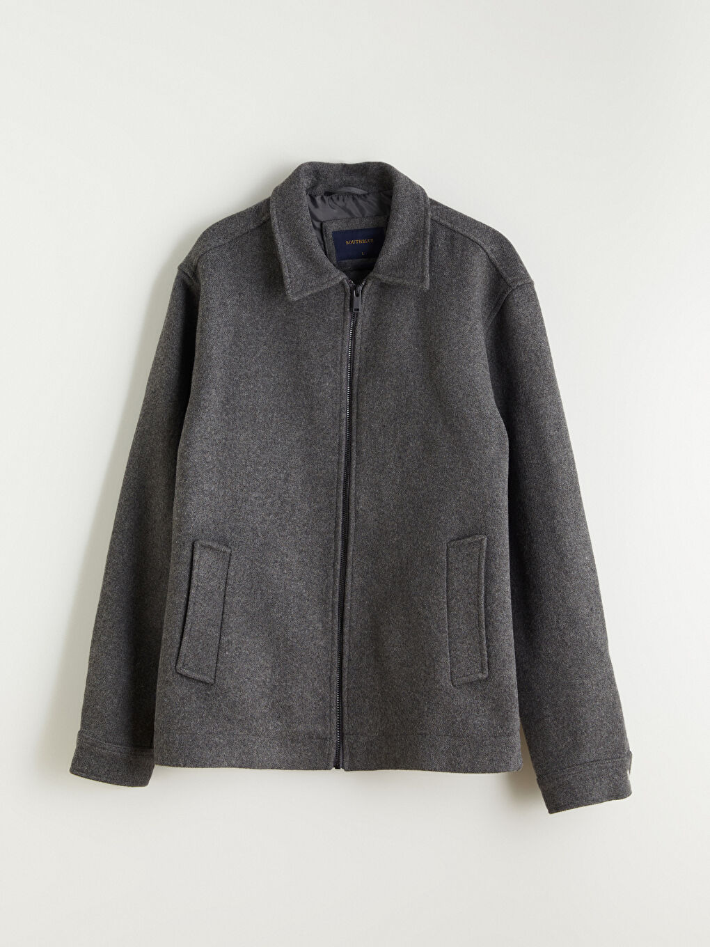 Antrasit Standart Kalıp Gömlek Yaka Erkek Kaşe Mont-5