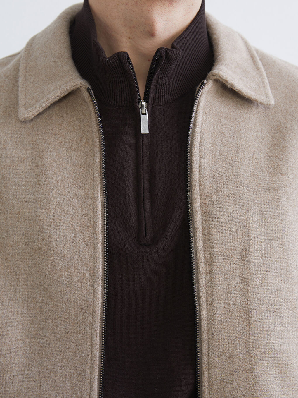 ерлерге арналған стандартты пішім жағалы мойын каше пальто-2