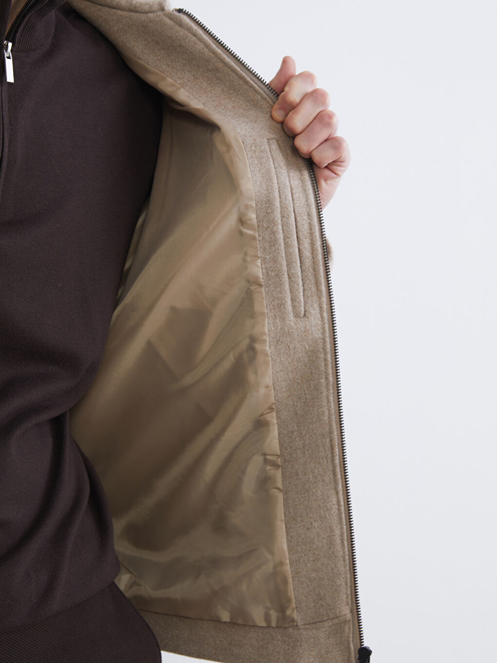 ерлерге арналған стандартты пішім жағалы мойын каше пальто-3