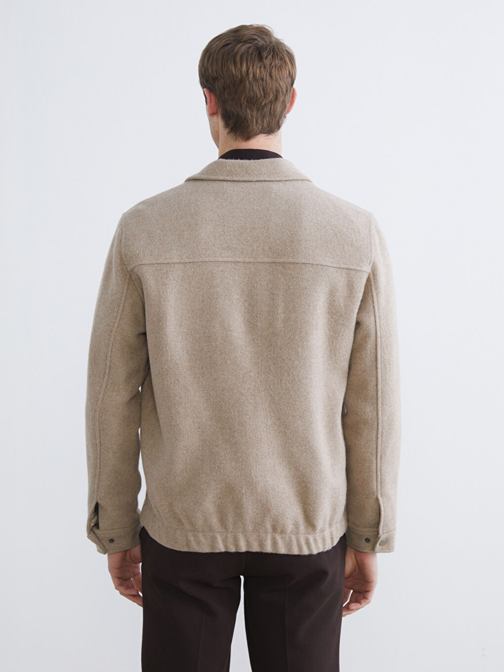 ерлерге арналған стандартты пішім жағалы мойын каше пальто-4