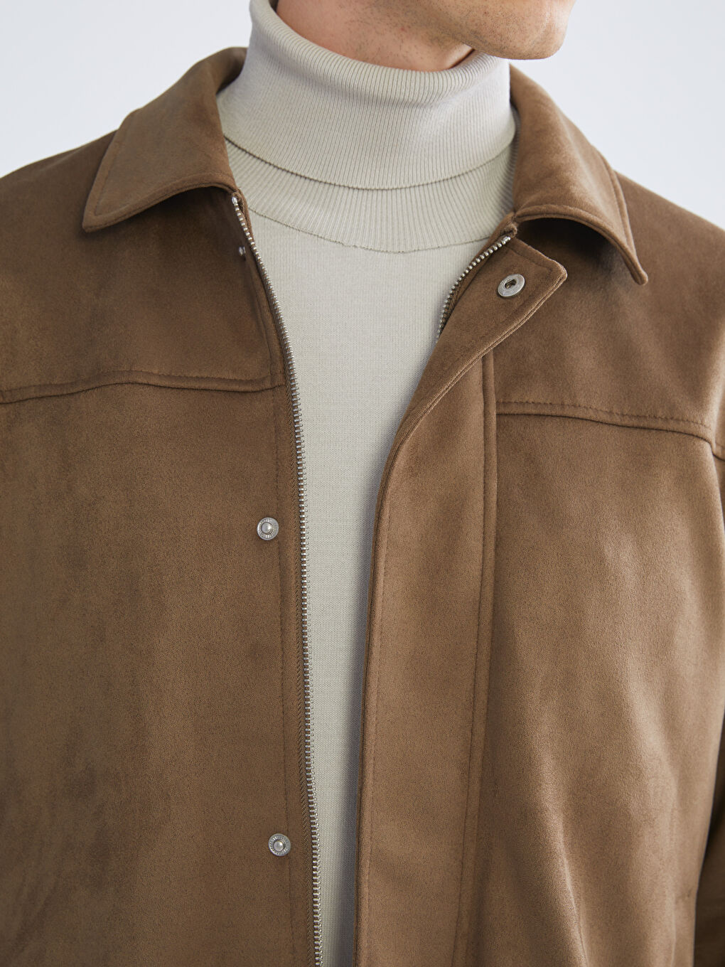 Bej Standart Kalıp Ceket Yaka Erkek Mont-2