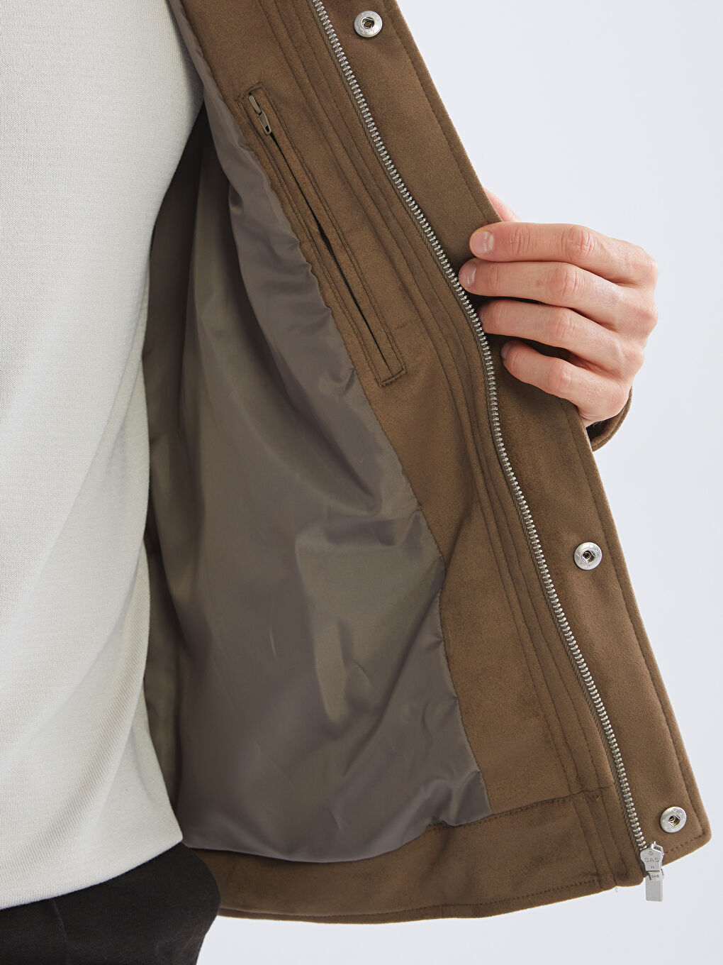 Bej Standart Kalıp Ceket Yaka Erkek Mont-3