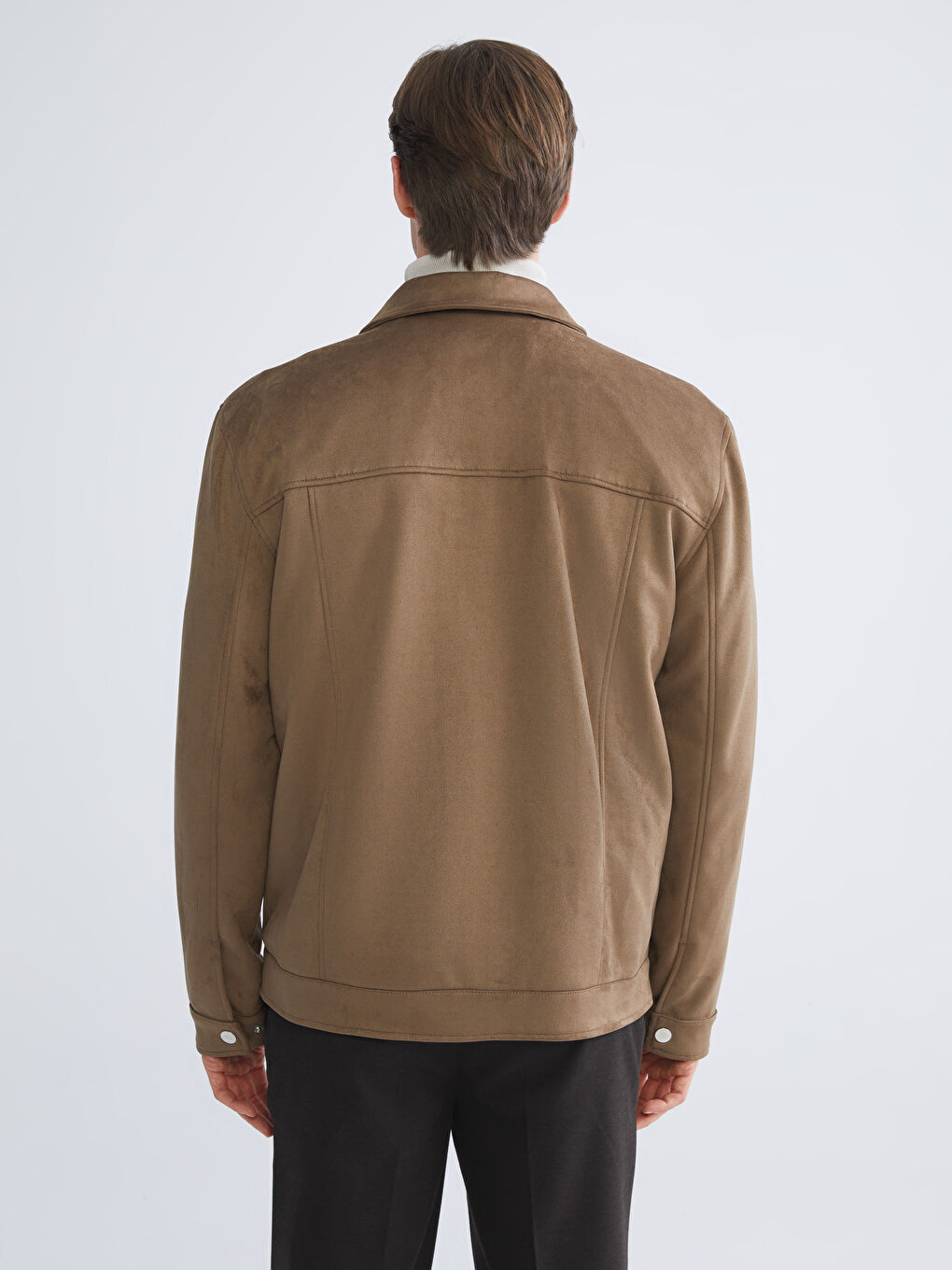 Bej Standart Kalıp Ceket Yaka Erkek Mont-4
