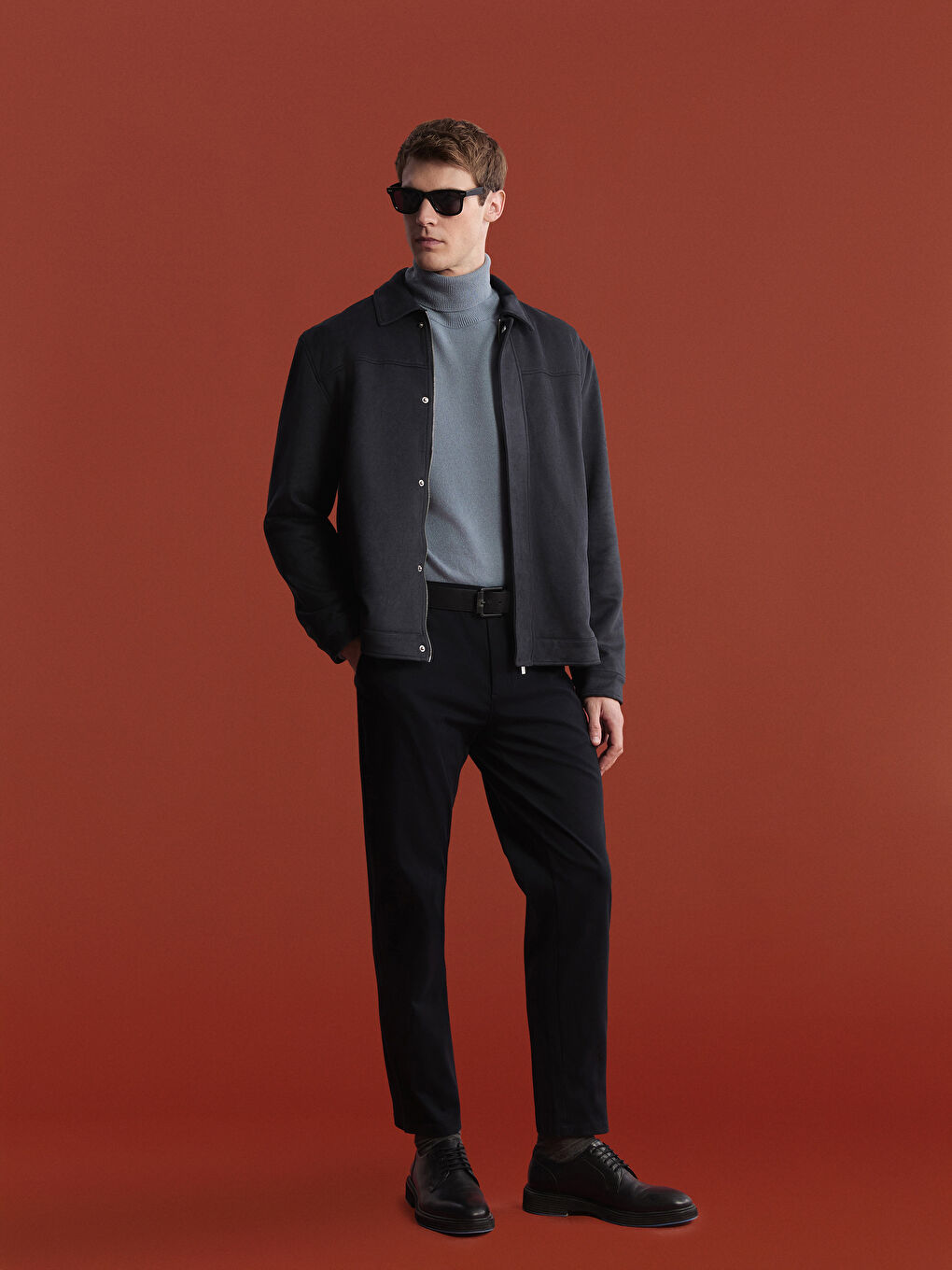 Antrasit Standart Kalıp Ceket Yaka Erkek Mont-1