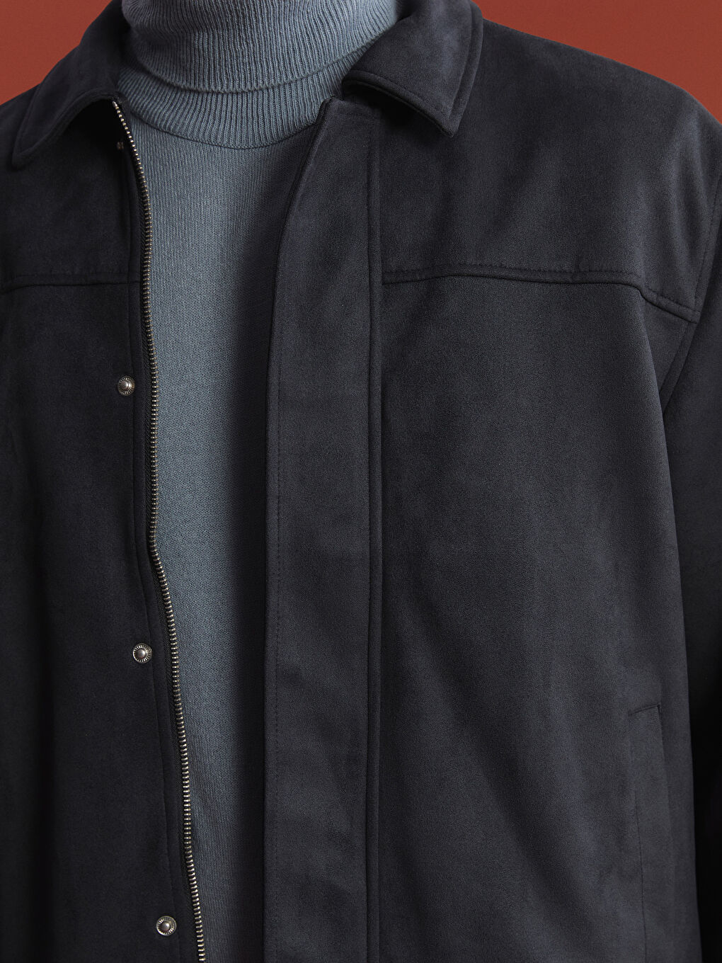 Antrasit Standart Kalıp Ceket Yaka Erkek Mont-2