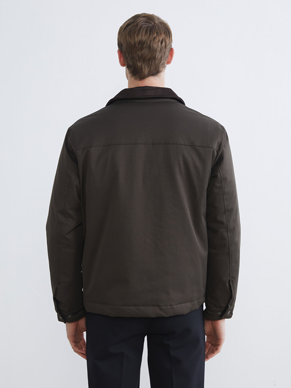 Haki Standart Kalıp Gömlek Yaka Erkek Mont-4