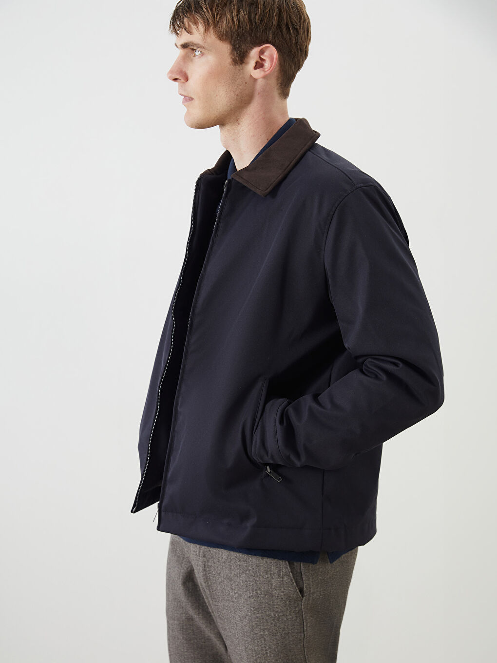 Regular Fit Jacket Neck Men's Coat-3