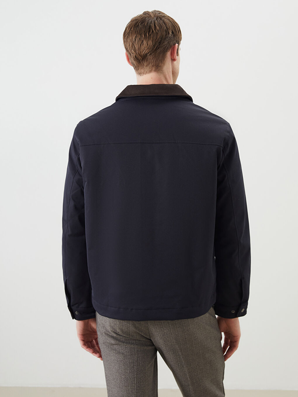 Regular Fit Jacket Neck Men's Coat-5