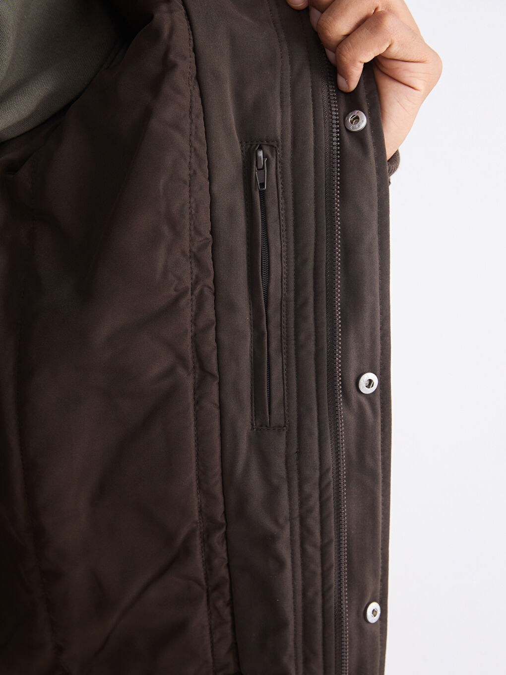 Kahverengi Loose Fit Ceket Yaka Erkek Mont-3