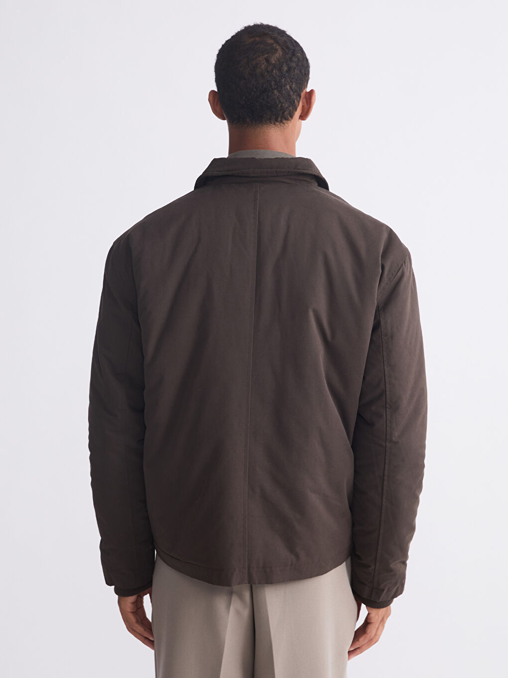 Kahverengi Loose Fit Ceket Yaka Erkek Mont-4