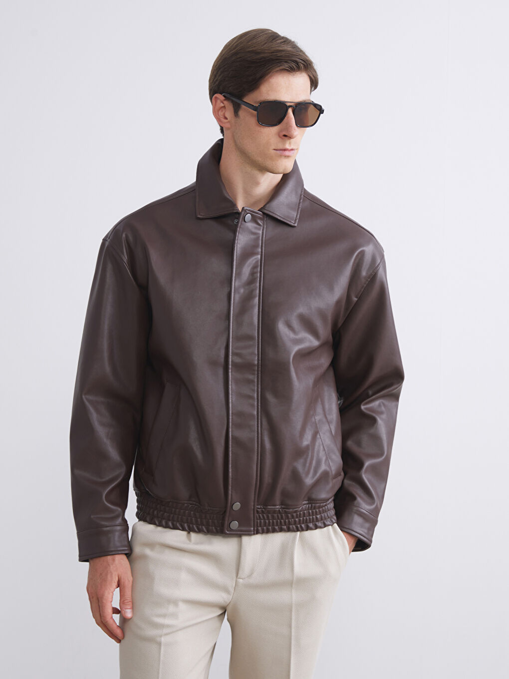 Leather Look Men's Coat