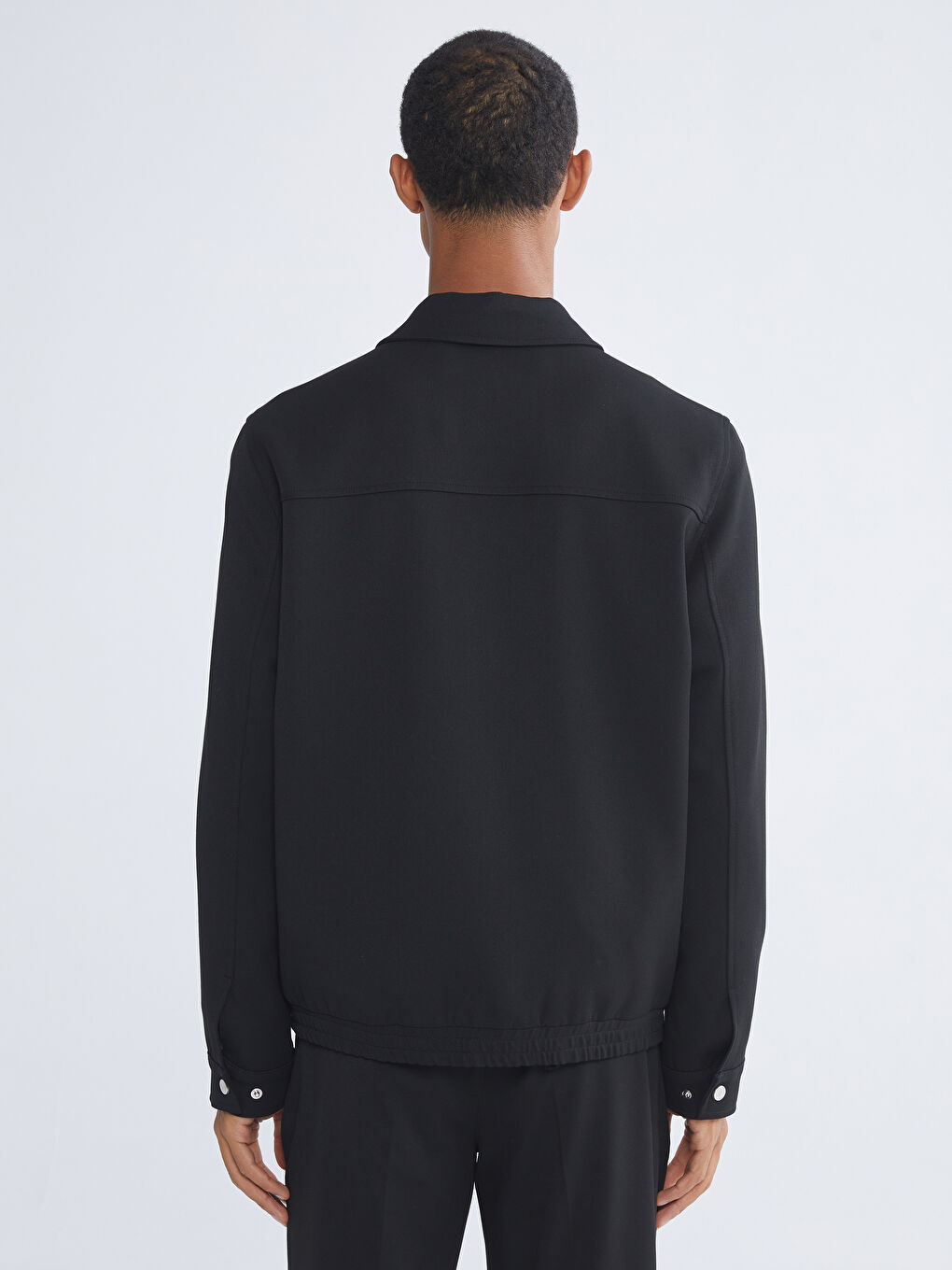 Siyah Standart Kalıp Gömlek Yaka Erkek Mont-4