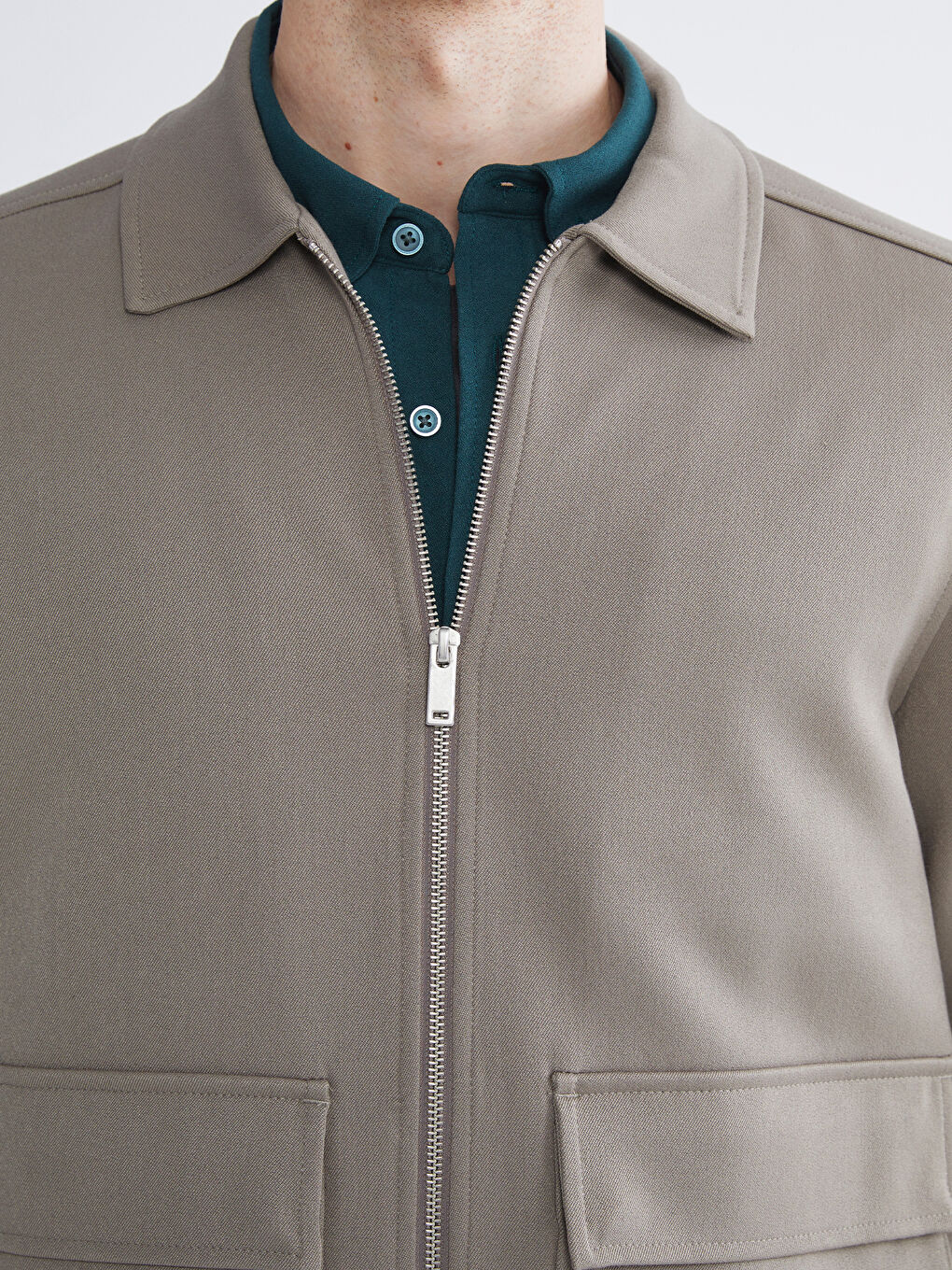 Kahverengi Standart Kalıp Gömlek Yaka Erkek Mont-2