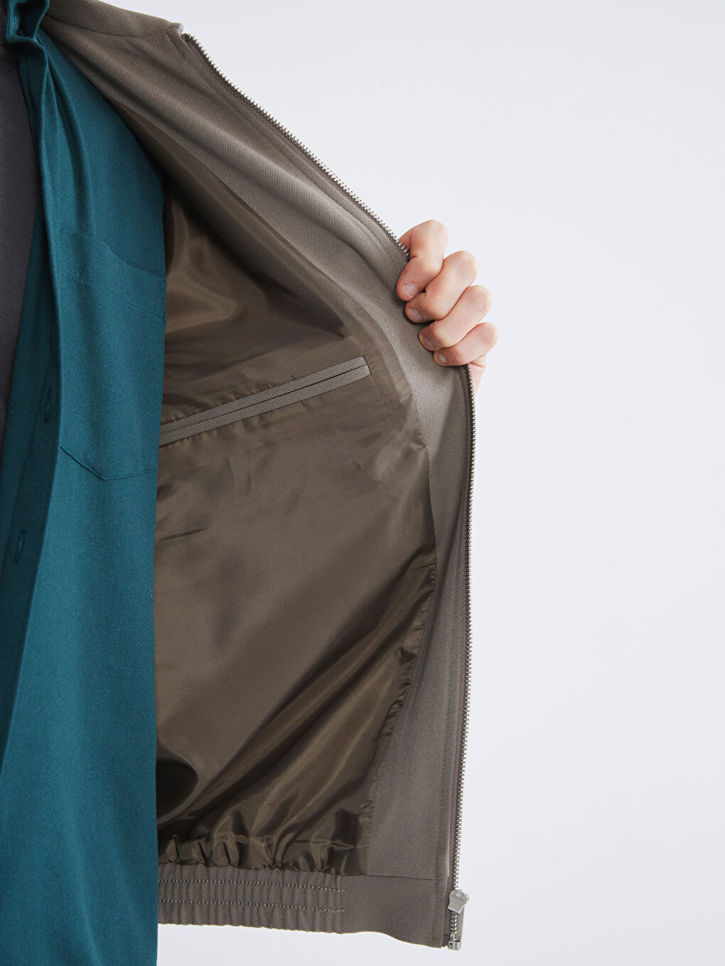 Kahverengi Standart Kalıp Gömlek Yaka Erkek Mont-3