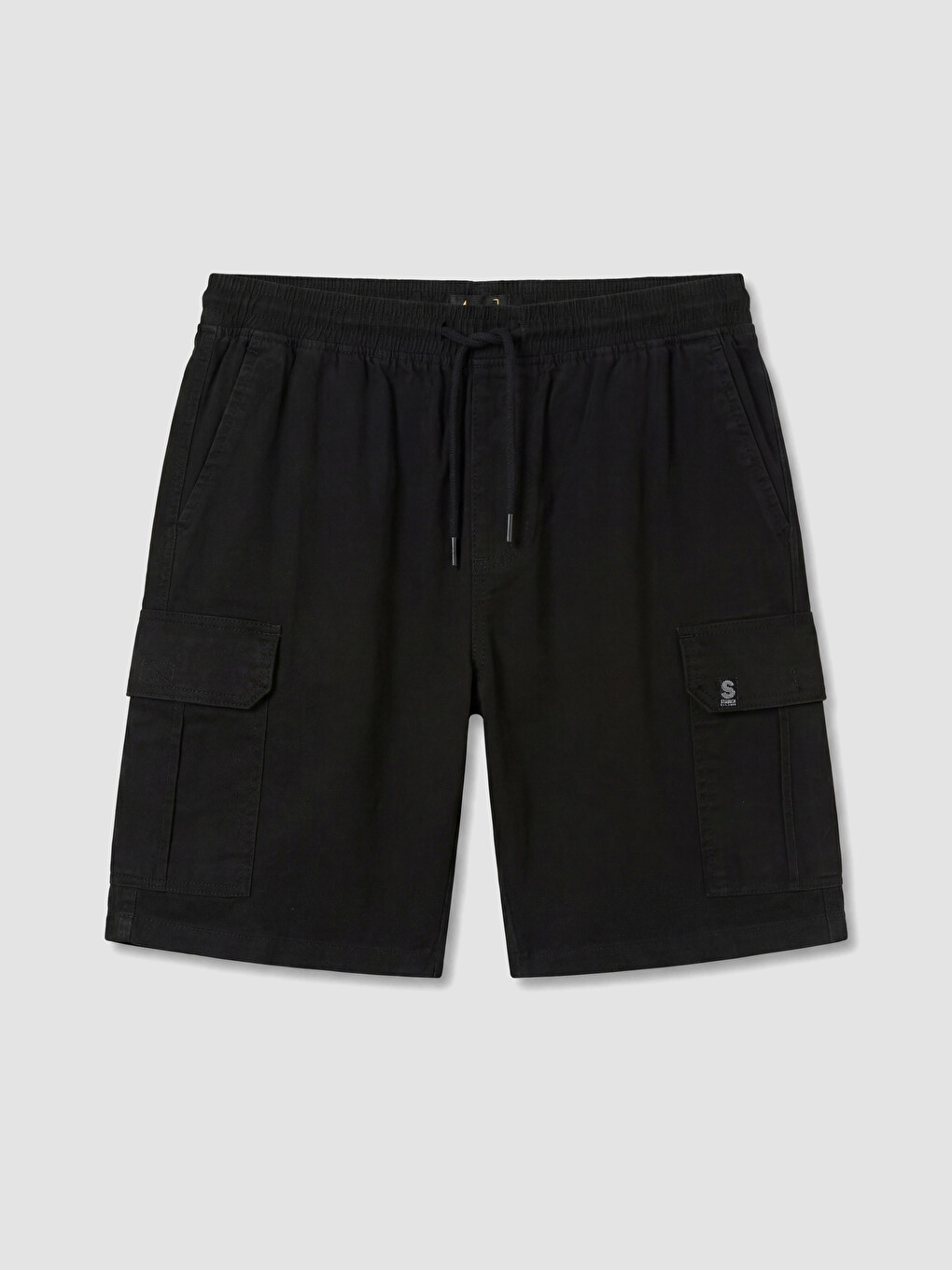 Siyah Regular Fit Erkek Gabardin Kargo Şort-4
