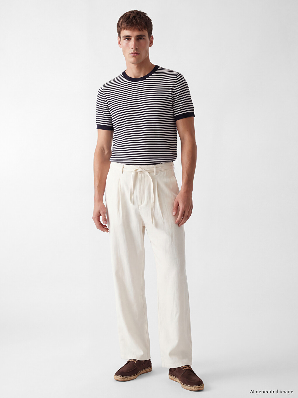 Crew Neck Striped Short Sleeve Men's Knitwear Sweater-1