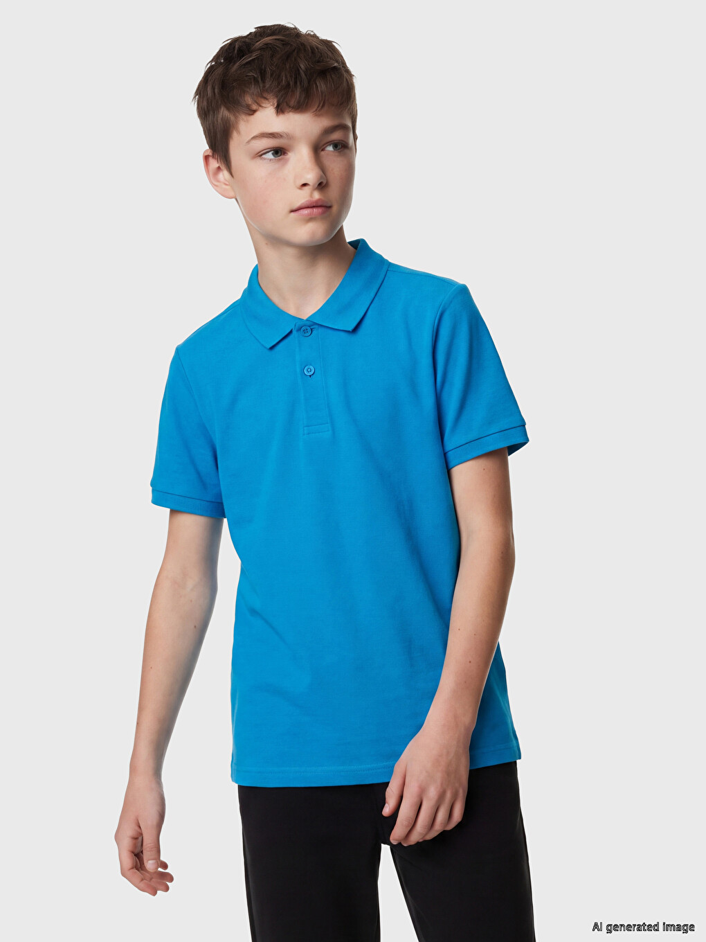 Turkuaz Polo Yaka Erkek Çocuk Pike Tişört-1