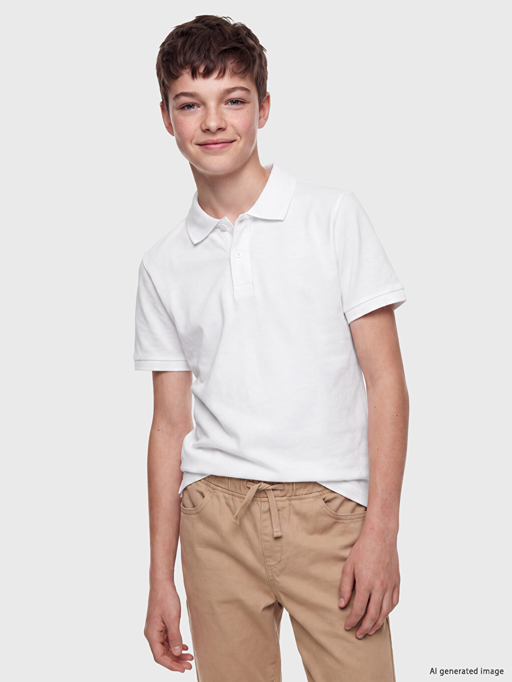 T-shirt Piqué Garçon À Col Polo-1