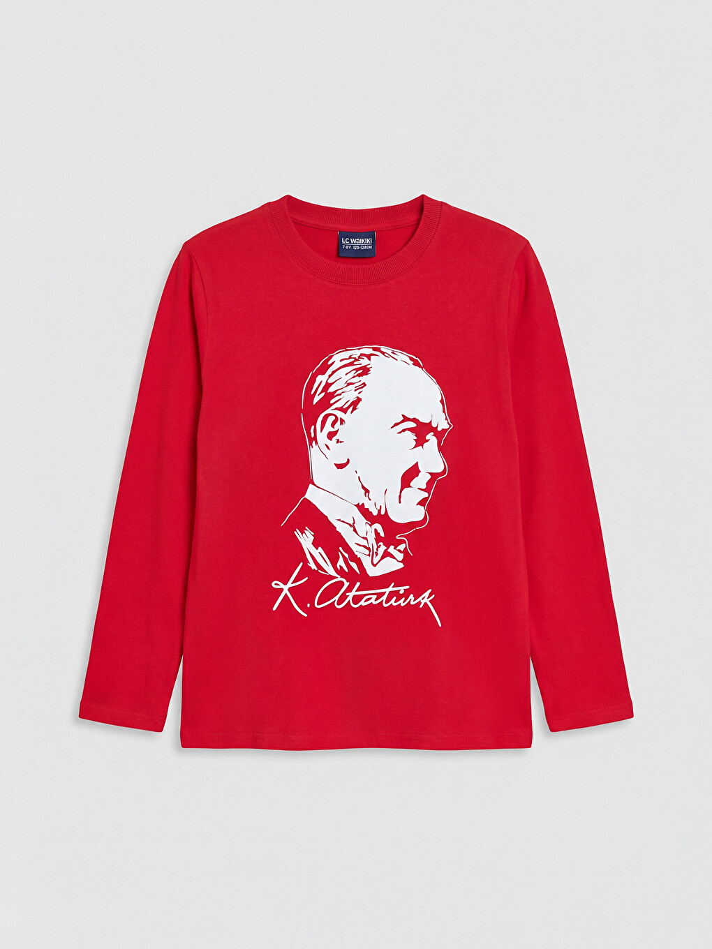 Kırmızı Bisiklet Yaka Atatürk Baskılı Erkek Çocuk Tişört
