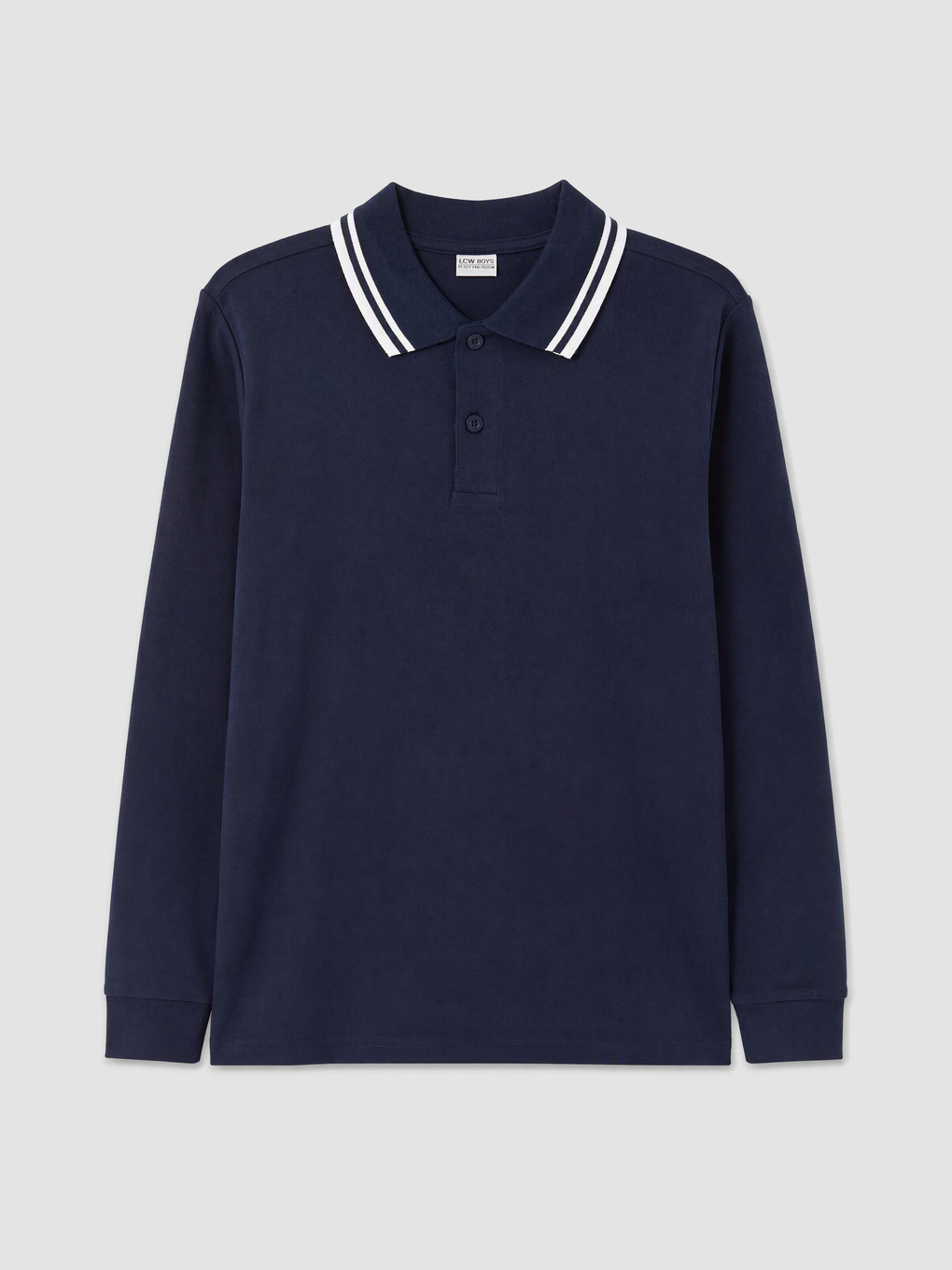 Lacivert Polo Yaka Erkek Çocuk Pike Tişört-1