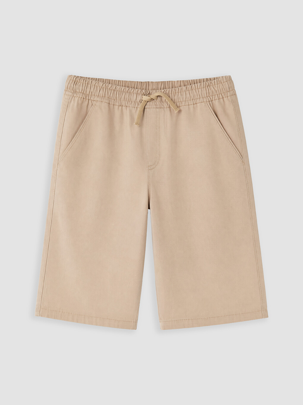 Bej Beli Lastikli Erkek Çocuk Gabardin Şort