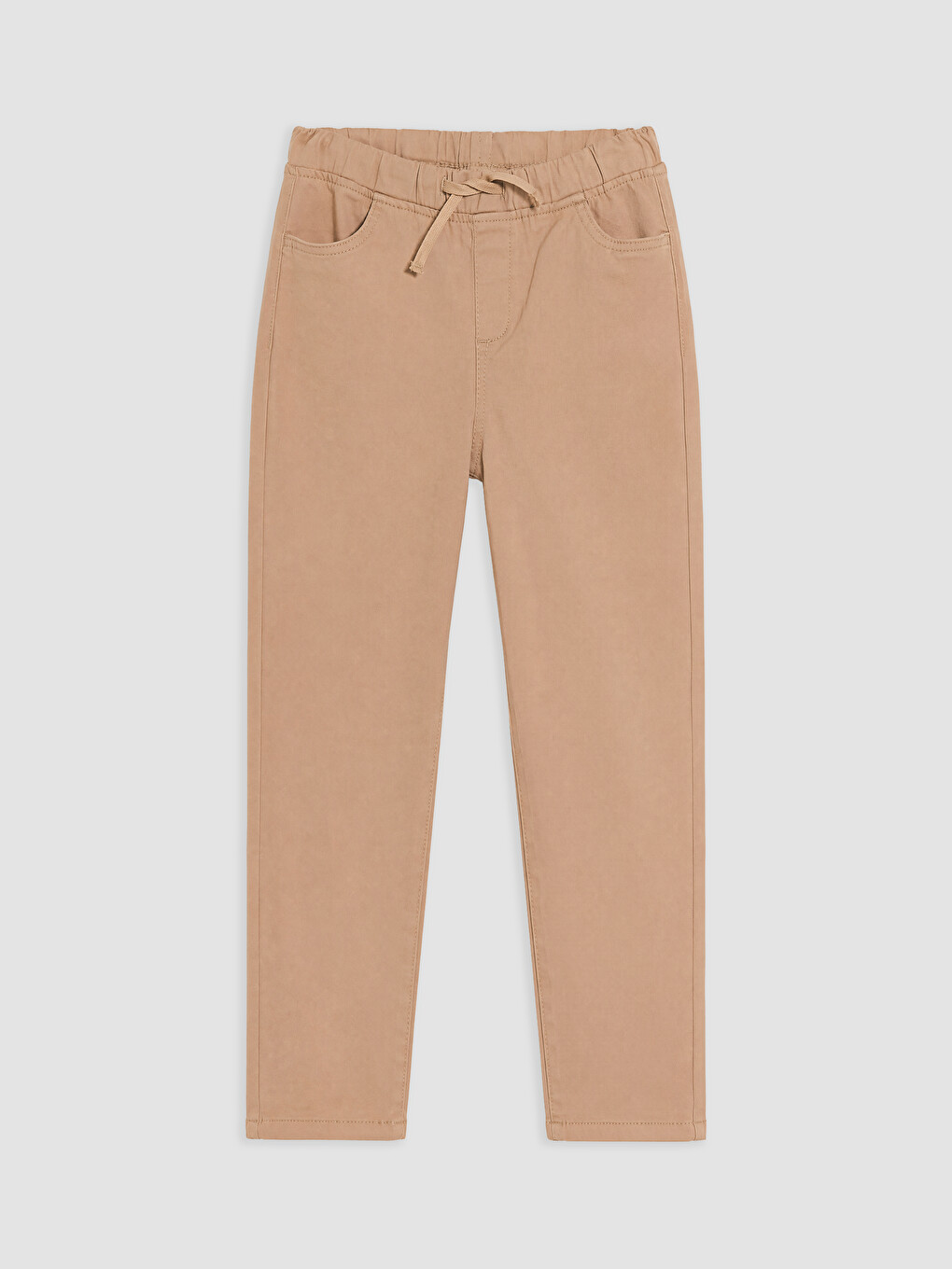 Bej Slim Fit Erkek Çocuk Gabardin Pantolon