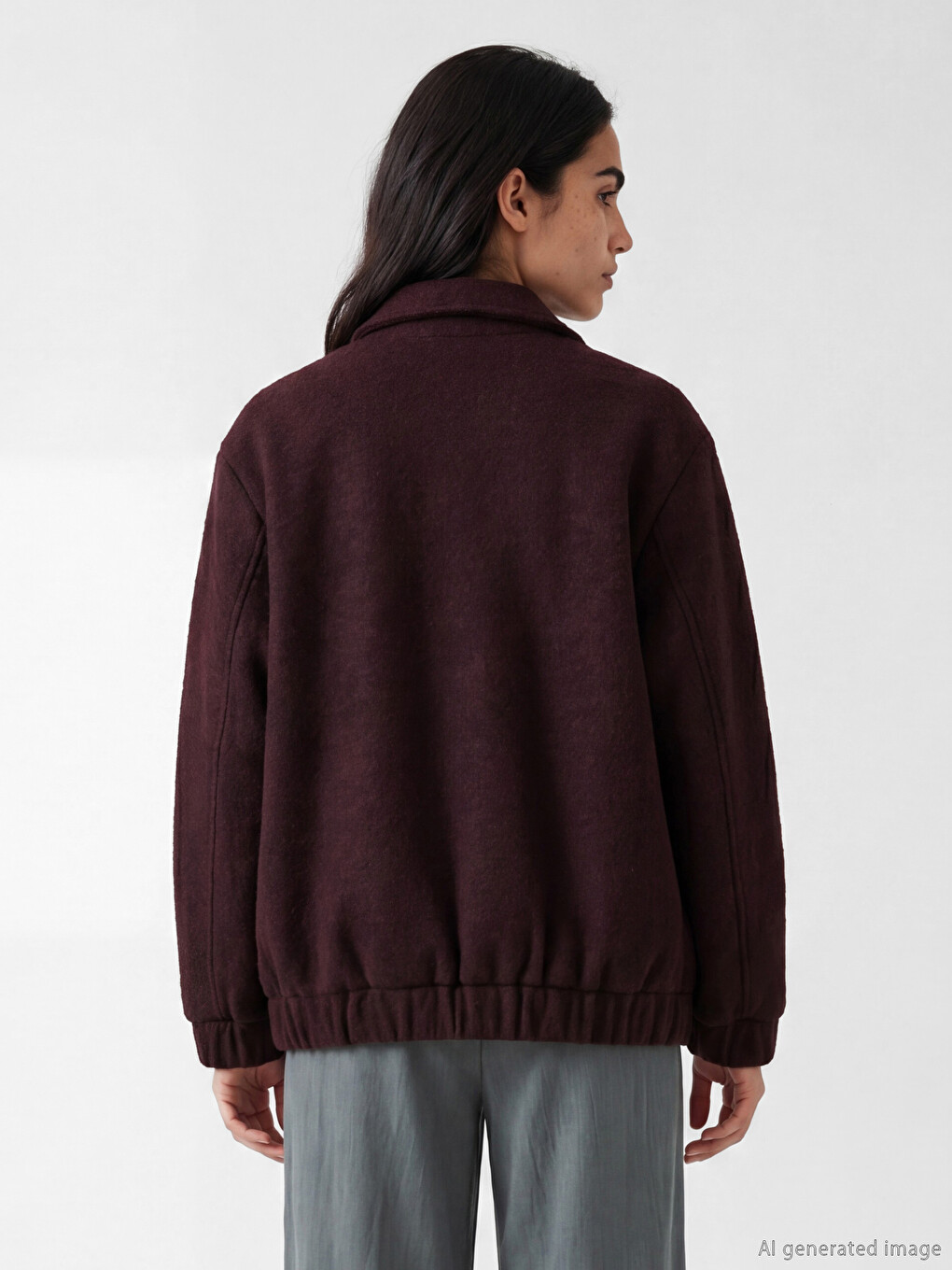 Mürdüm Dik Yaka Kadın Teddy Kaban-4