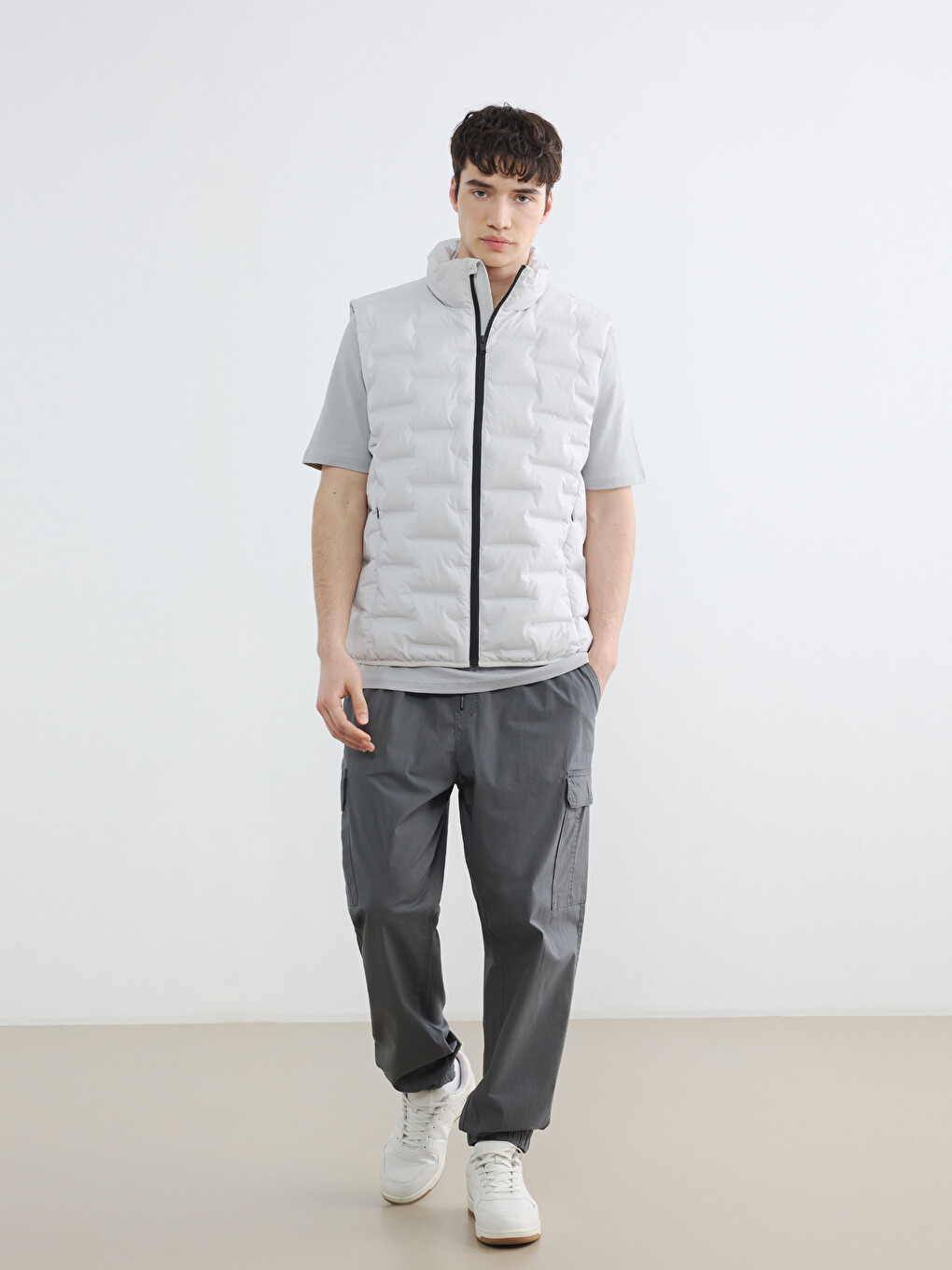 Regular Fit Mock Neck Men's Puffer Gilet-1