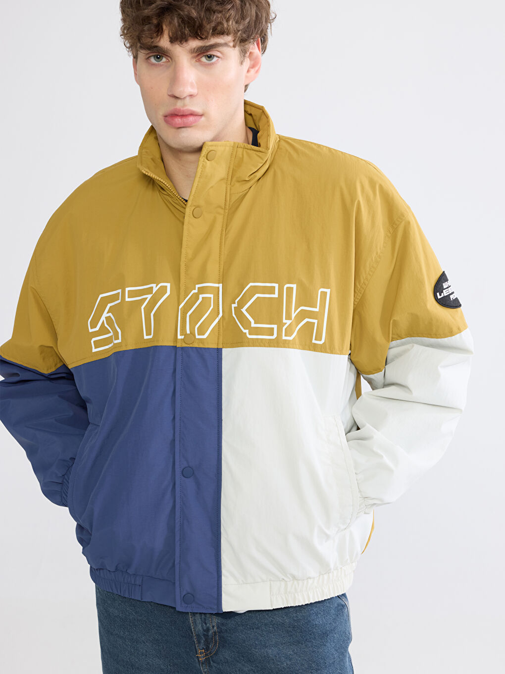 Yeşil Rahat Kalıp Dik Yaka Erkek Mont