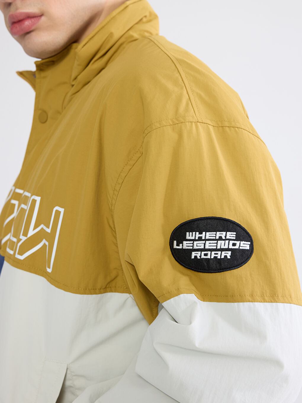 Yeşil Rahat Kalıp Dik Yaka Erkek Mont-2