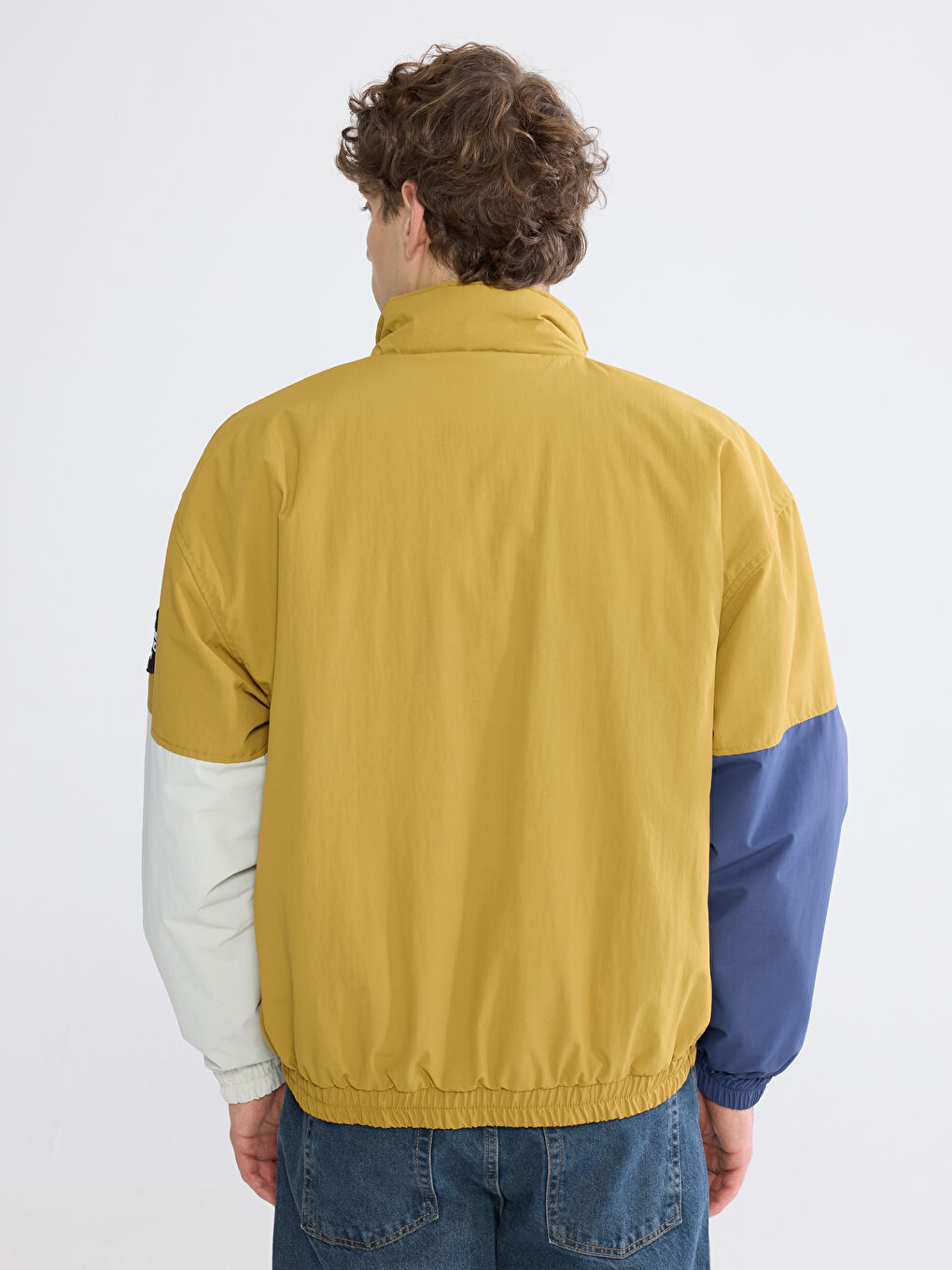 Yeşil Rahat Kalıp Dik Yaka Erkek Mont-3