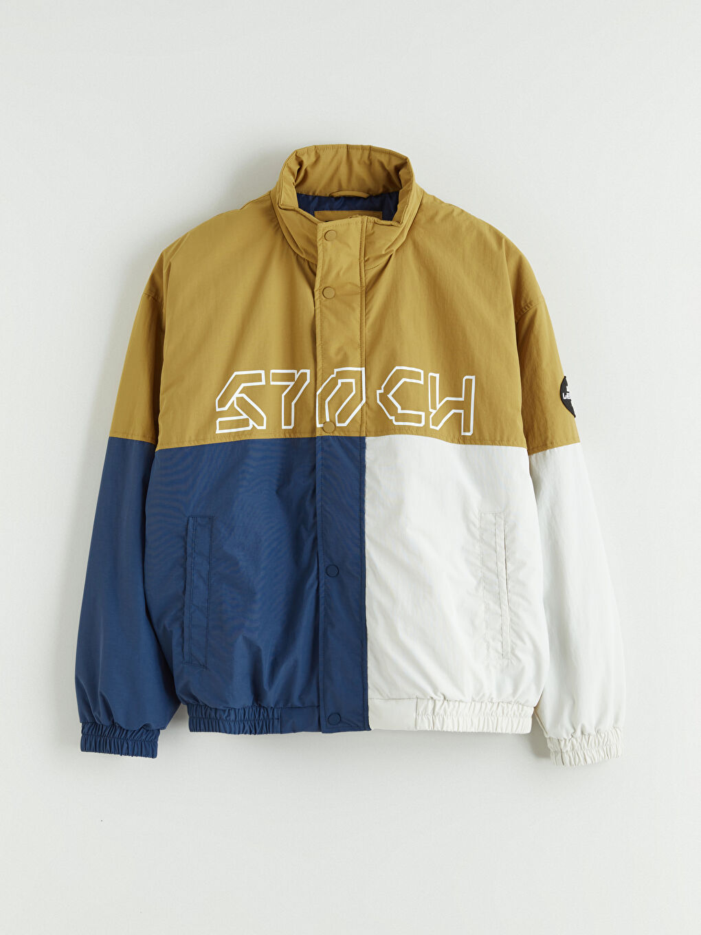 Yeşil Rahat Kalıp Dik Yaka Erkek Mont-4