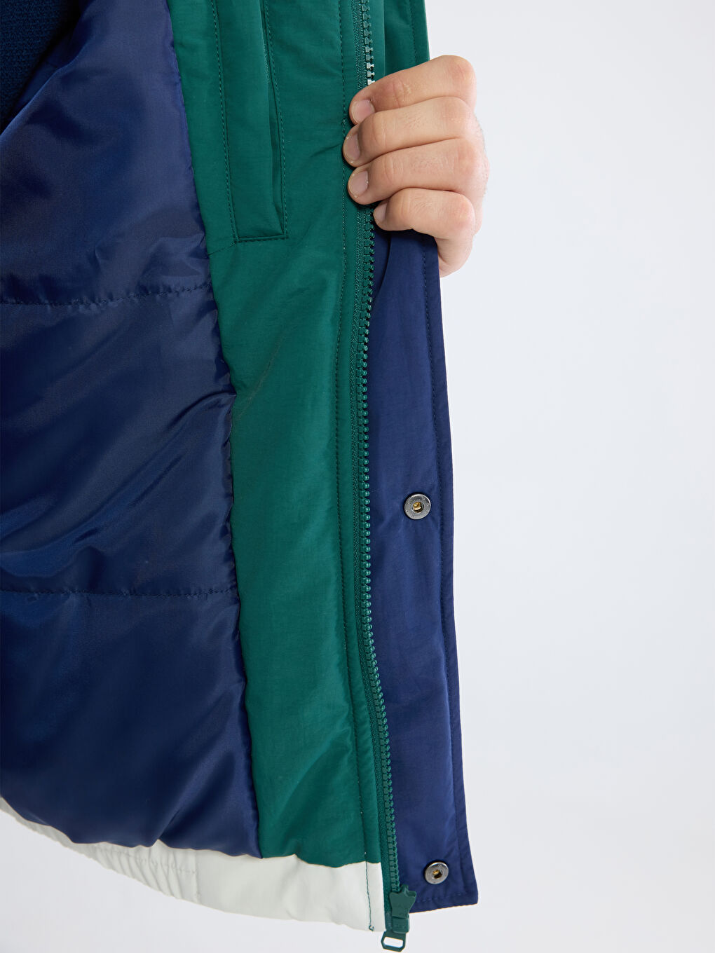 Yeşil Rahat Kalıp Dik Yaka Erkek Mont-2