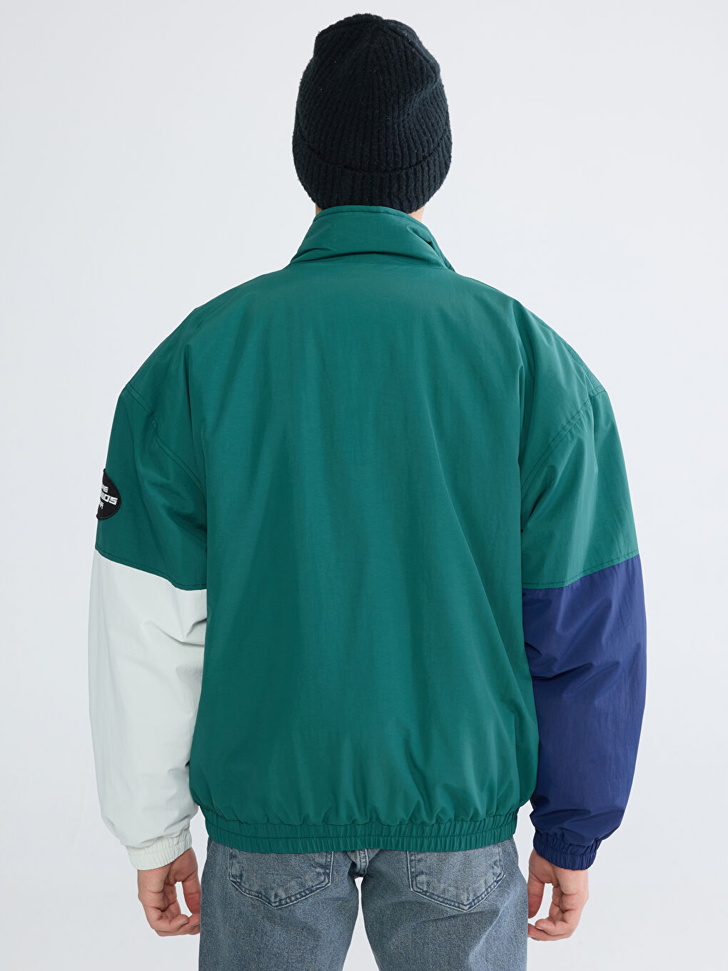 Yeşil Rahat Kalıp Dik Yaka Erkek Mont-4