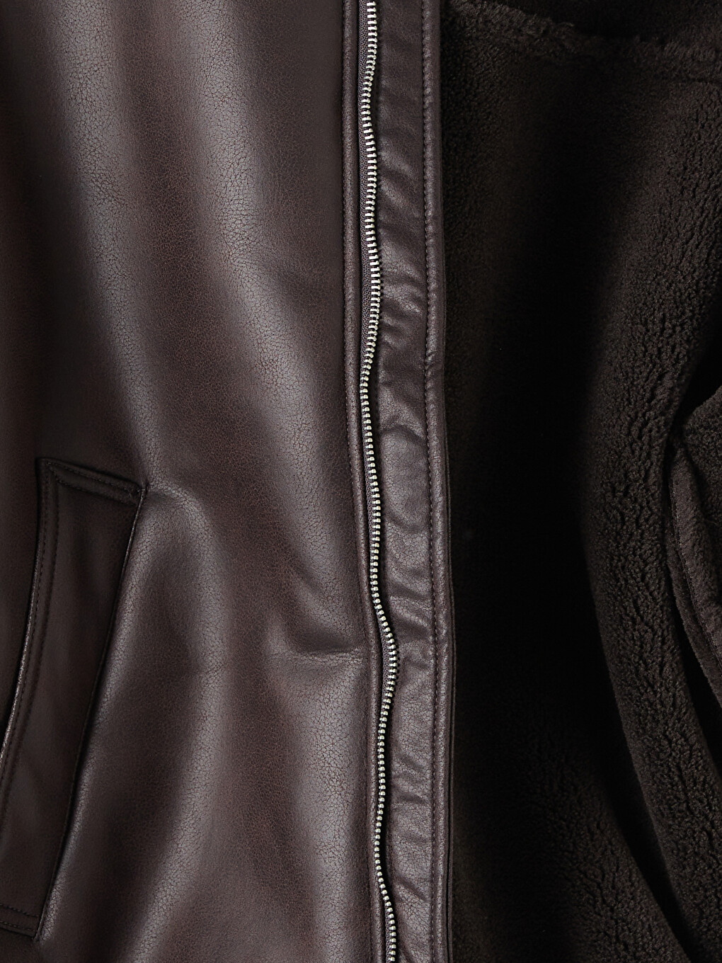 Relax Fit Fur Collar Men's Faux Leather Coat-7