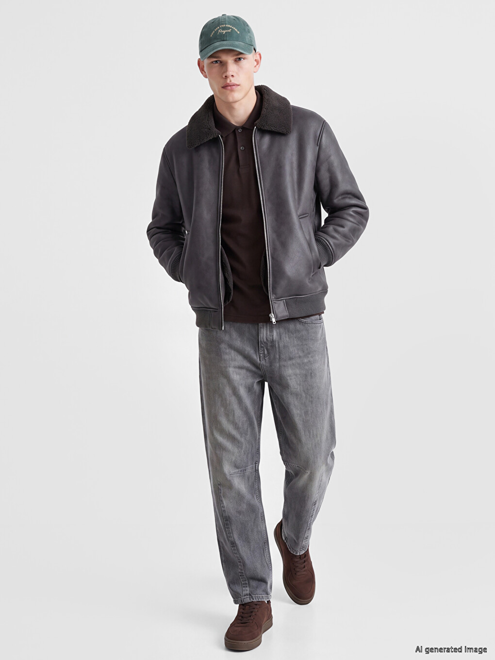 Relax Fit Fur Collar Men's Faux Leather Coat-1
