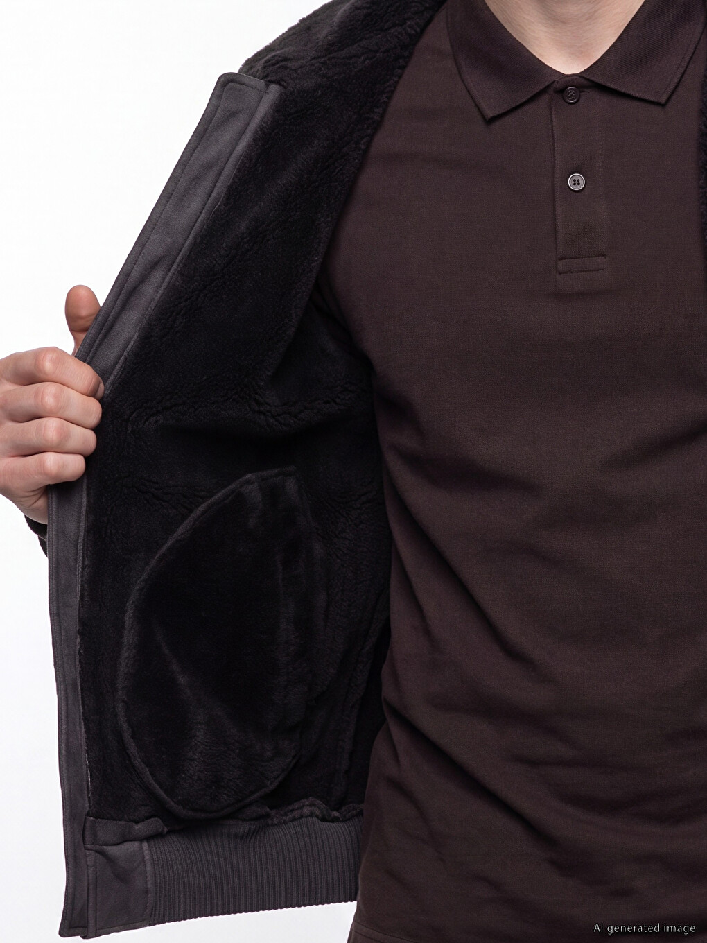 Relax Fit Fur Collar Men's Faux Leather Coat-3