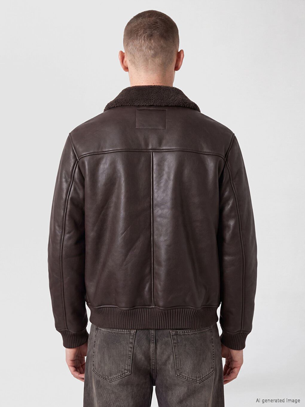 Relax Fit Fur Collar Men's Faux Leather Coat-3