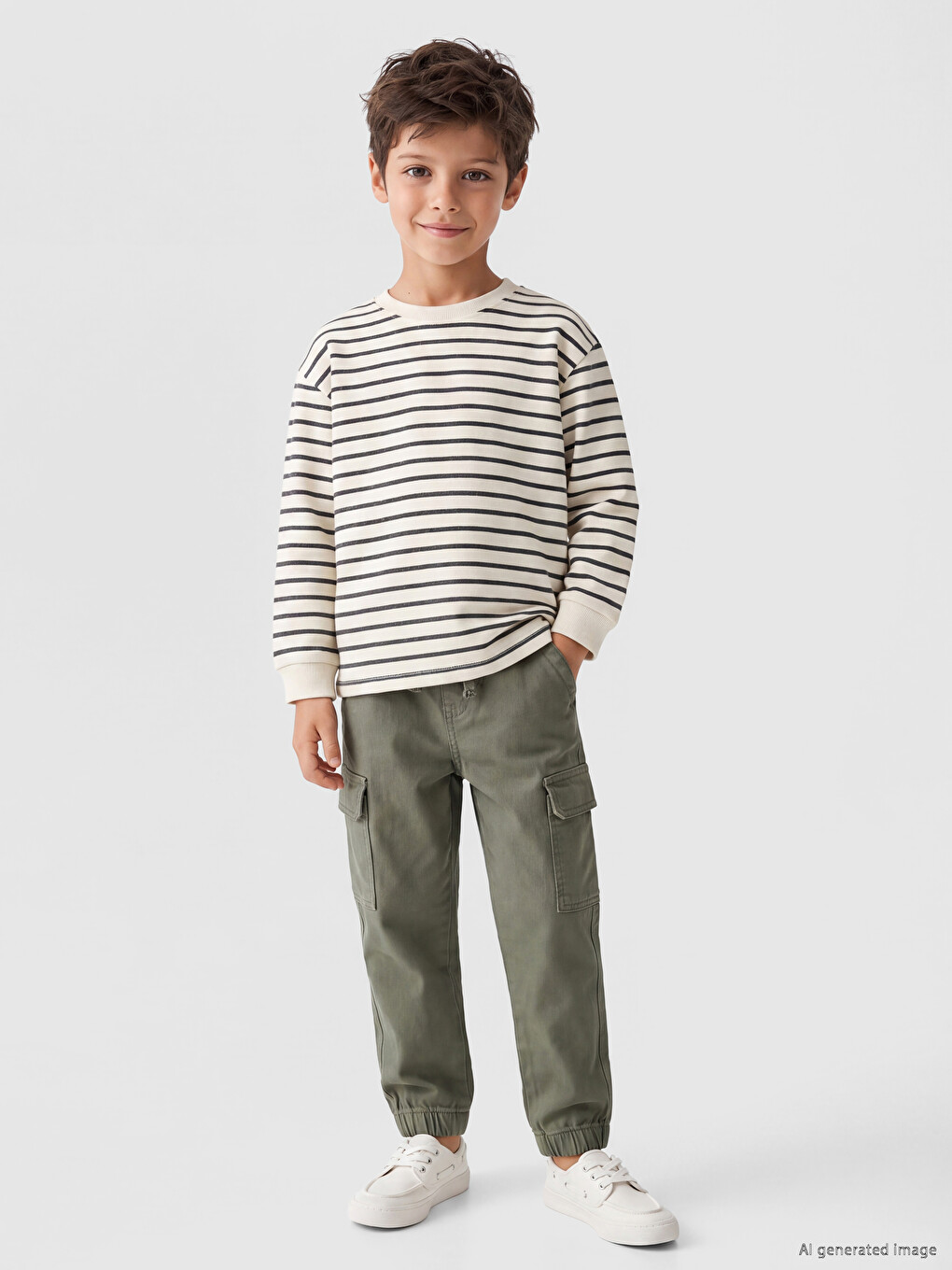 Boys' Gabardine Cargo Trousers-1